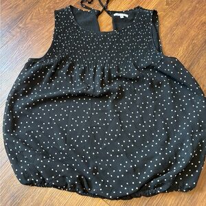 Max Studio Black and White Polka Dot Sleeveless Blouse